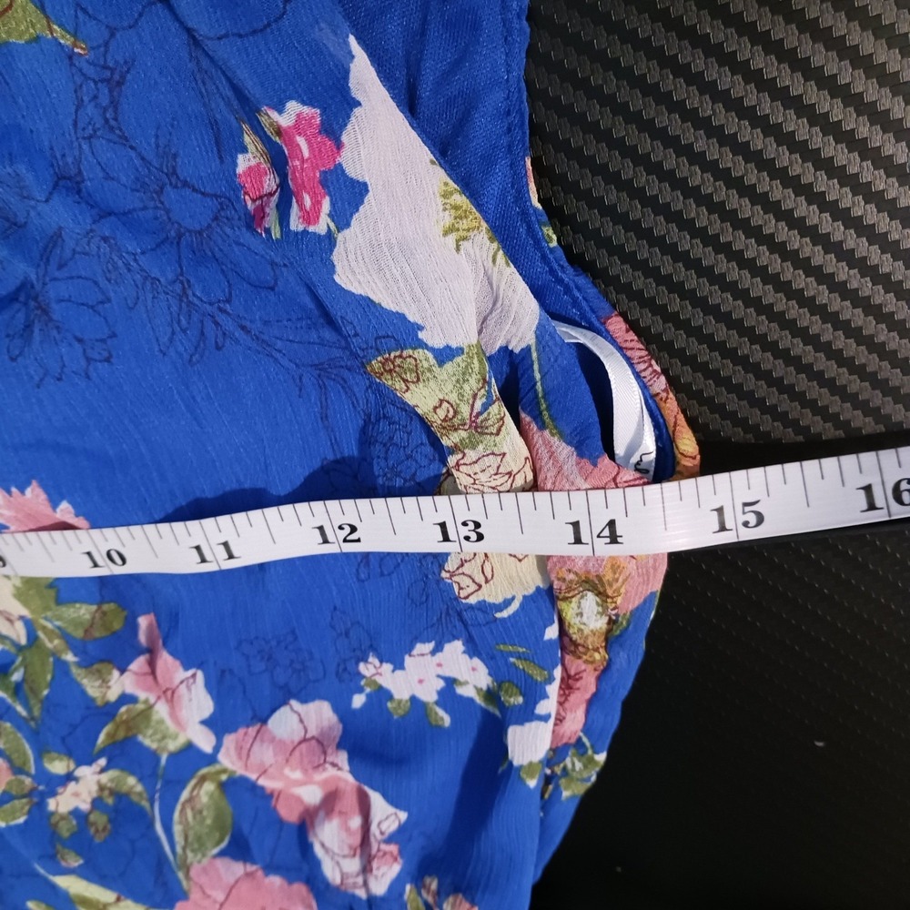 NWT Lulus Sensational Season Blue Floral Tie-Strap‎ Wrap Midi Dress S Sundress - Picture 8 of 10